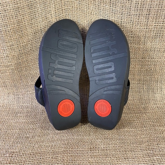 FitFlop Clog Sandals Slides Black Wedge Thong Size 8 - Picture 9 of 10